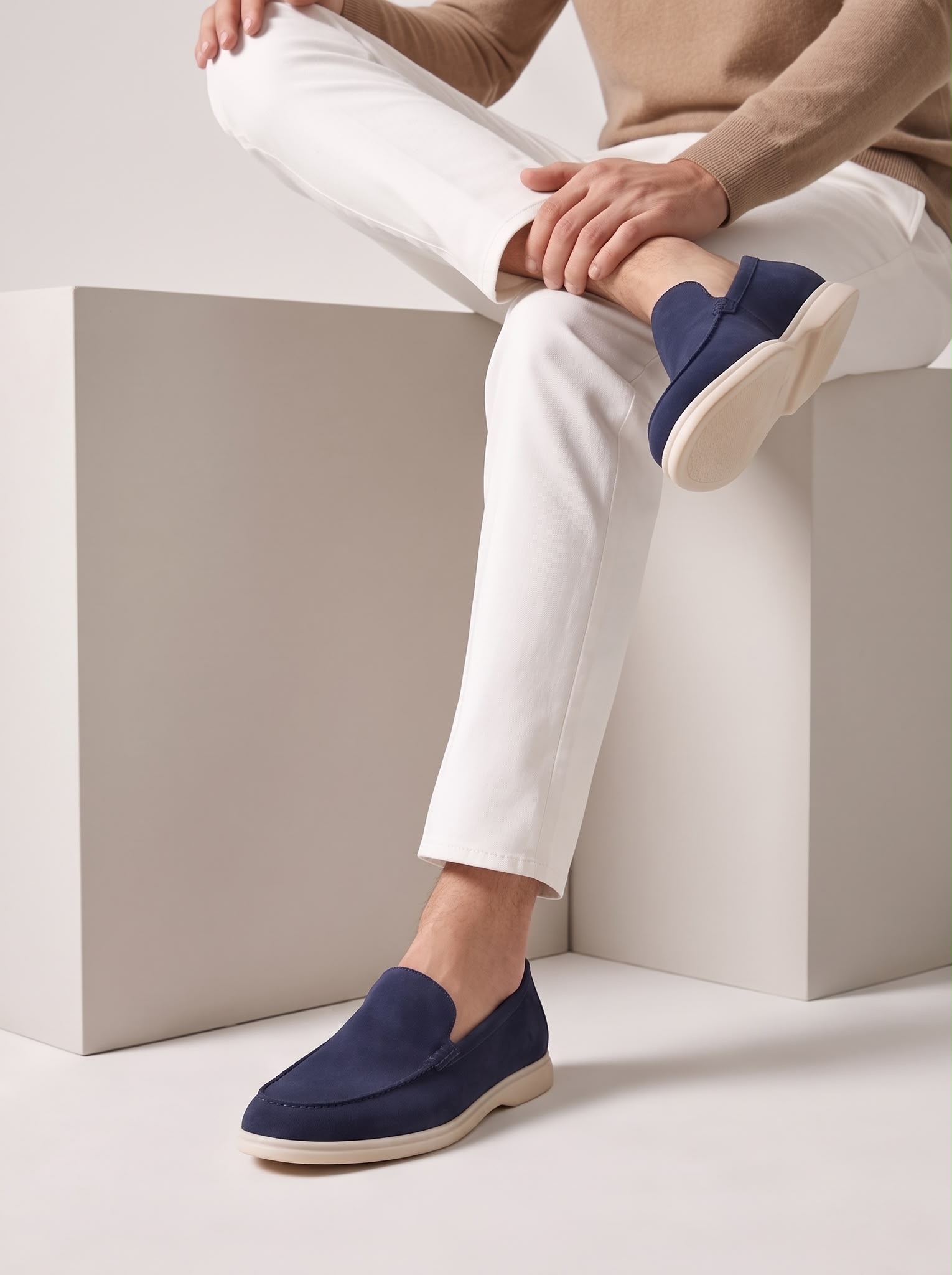 Navy Suede Loafers