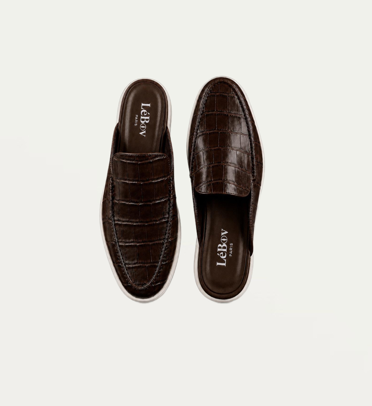 Crocodile Brown Mules