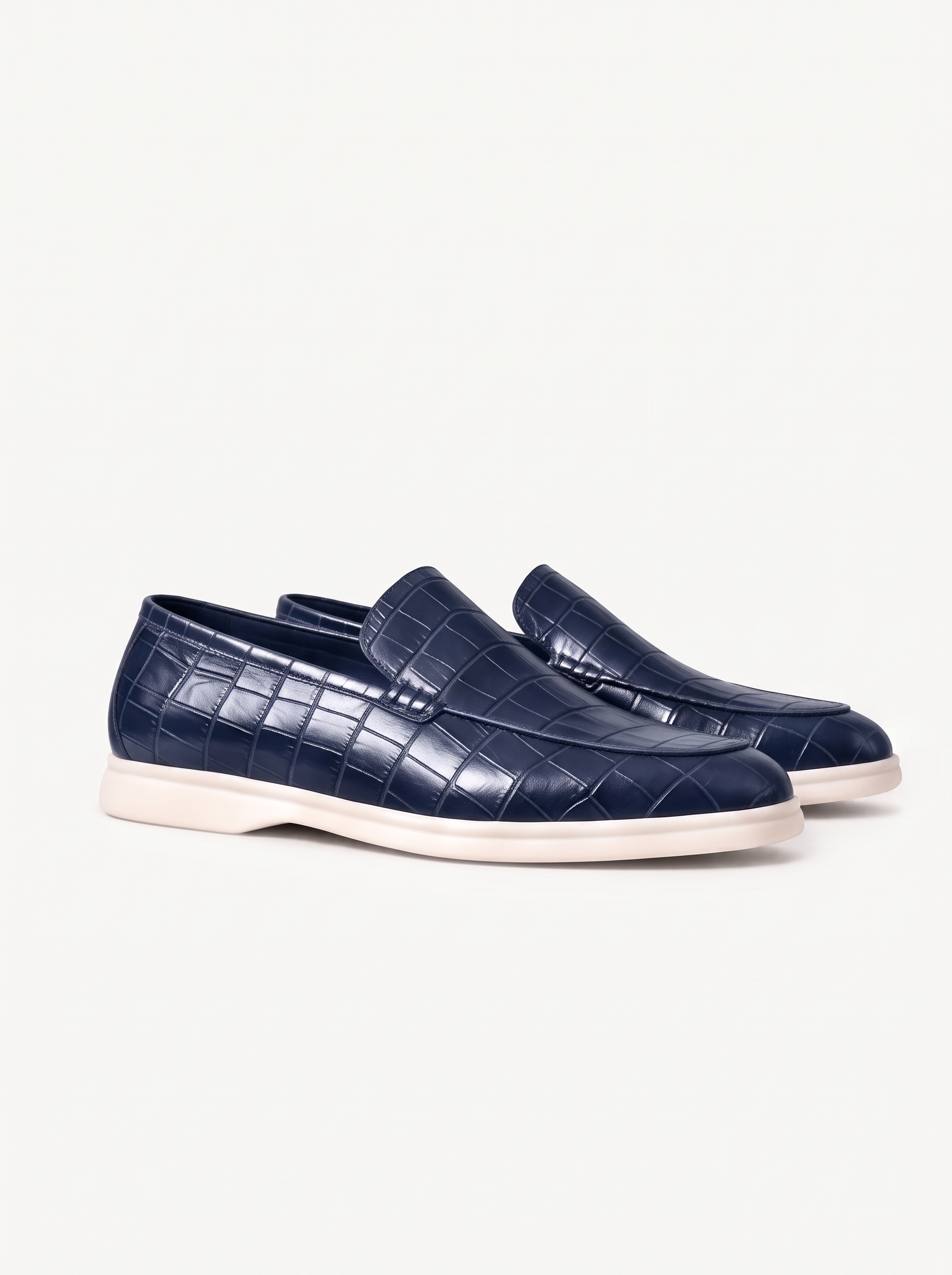 Crocodile Navy Loafers