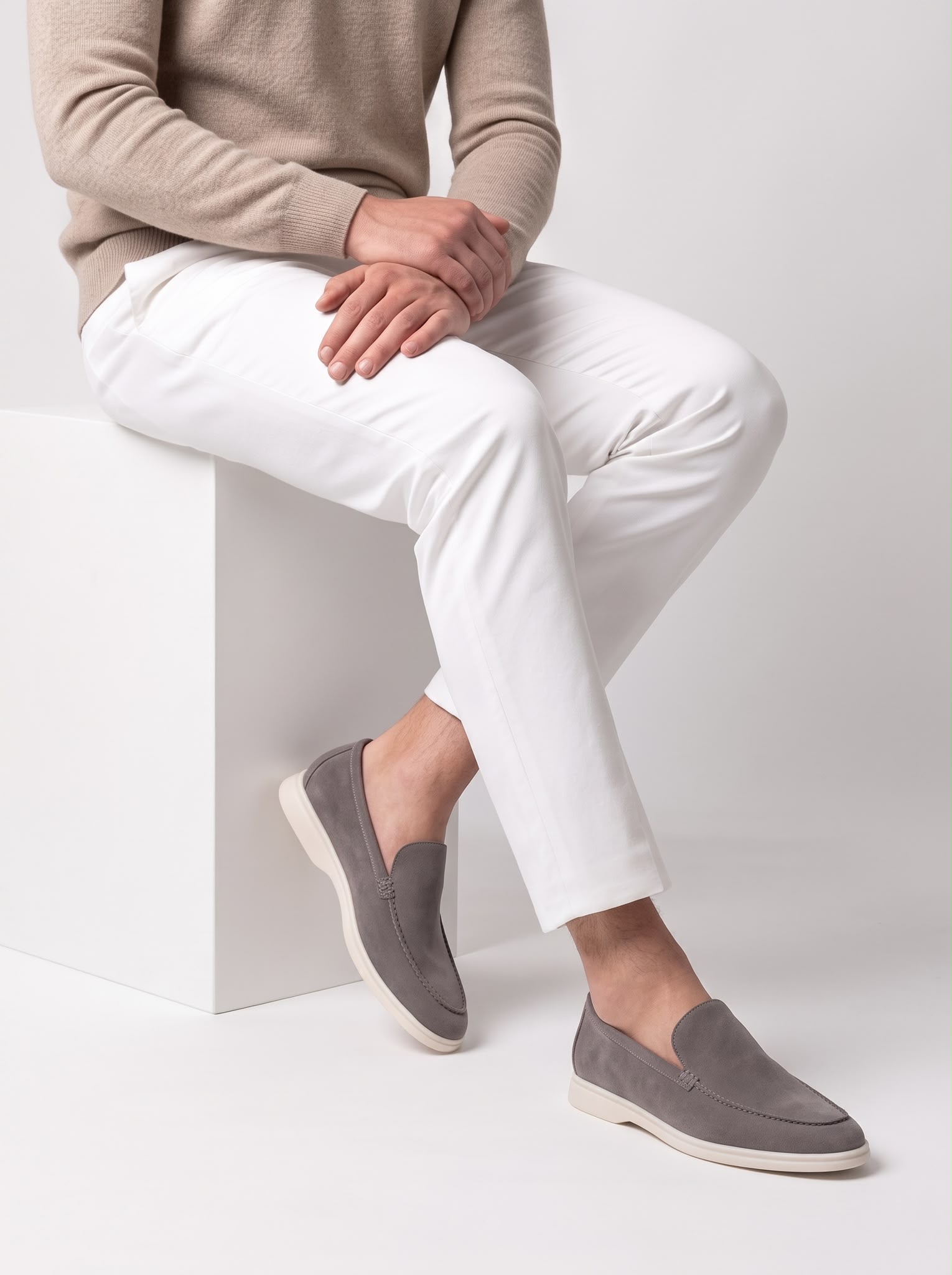 Grey Suede Loafers