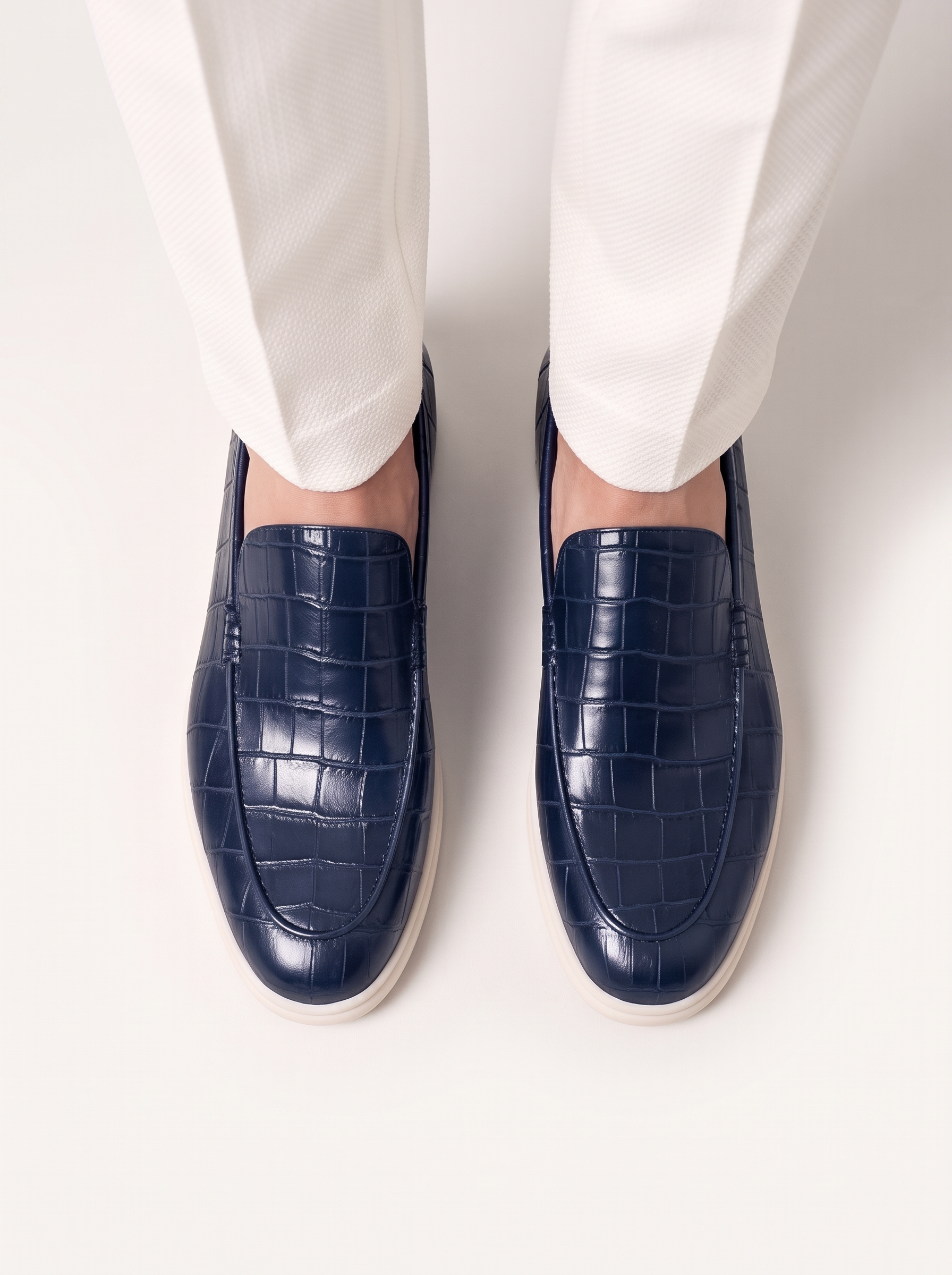 Crocodile Navy Loafers