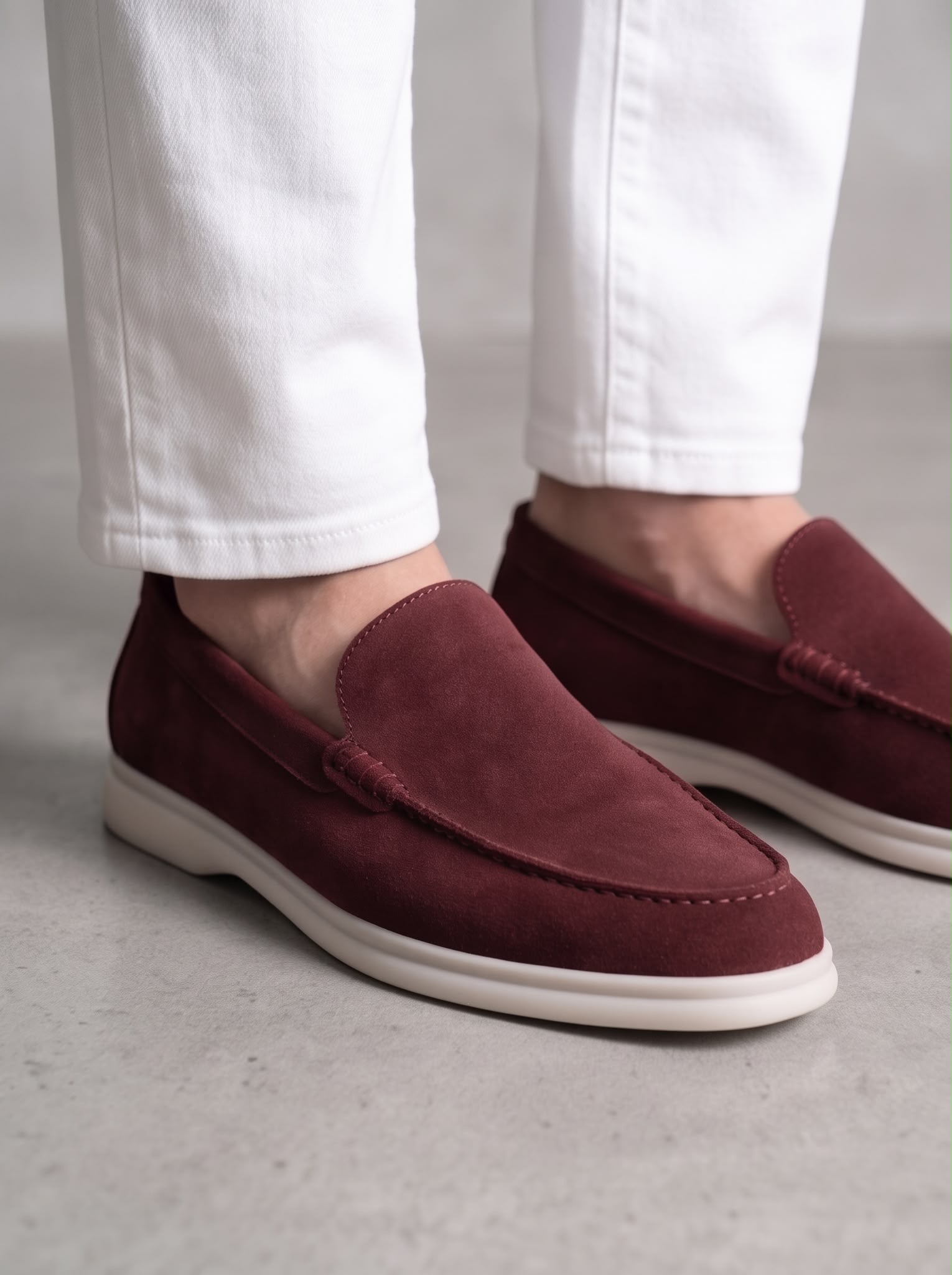 Burgundy Suede Loafers