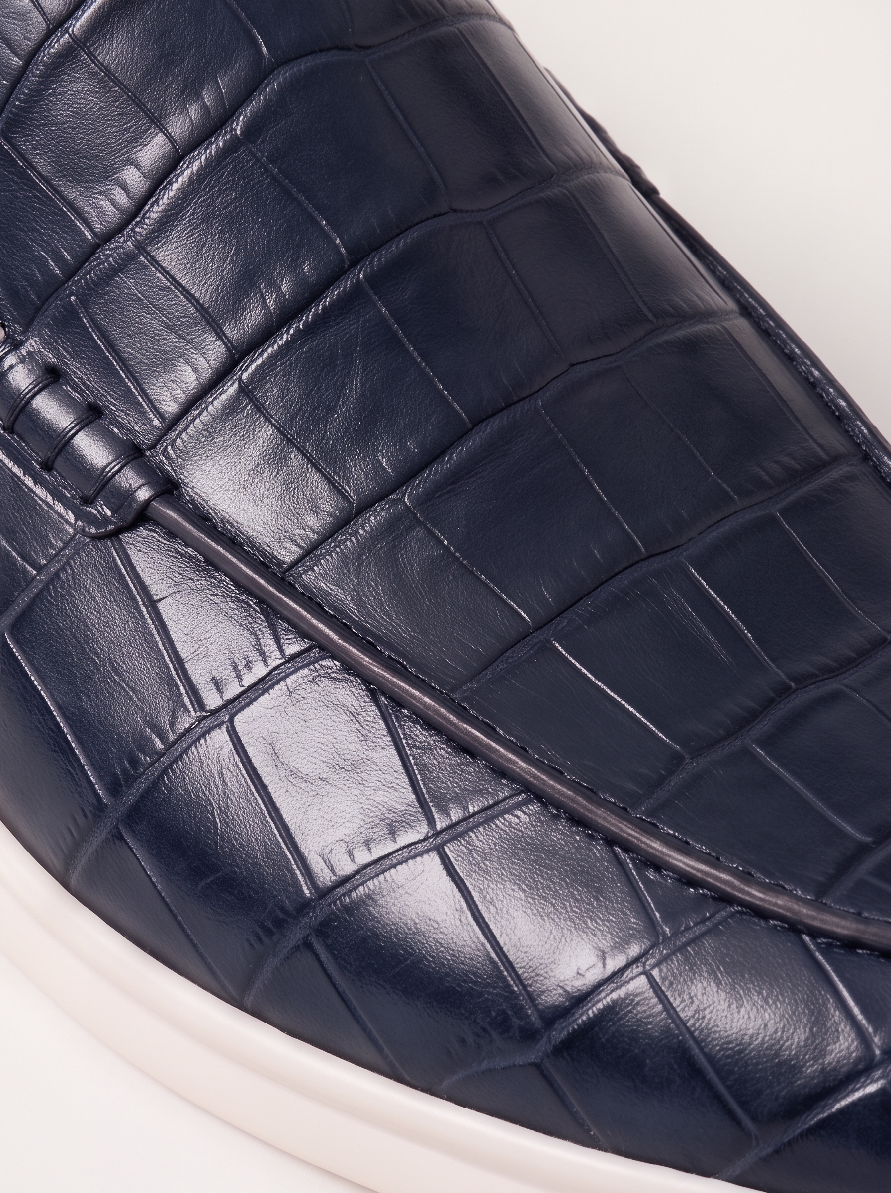 Crocodile Navy Loafers