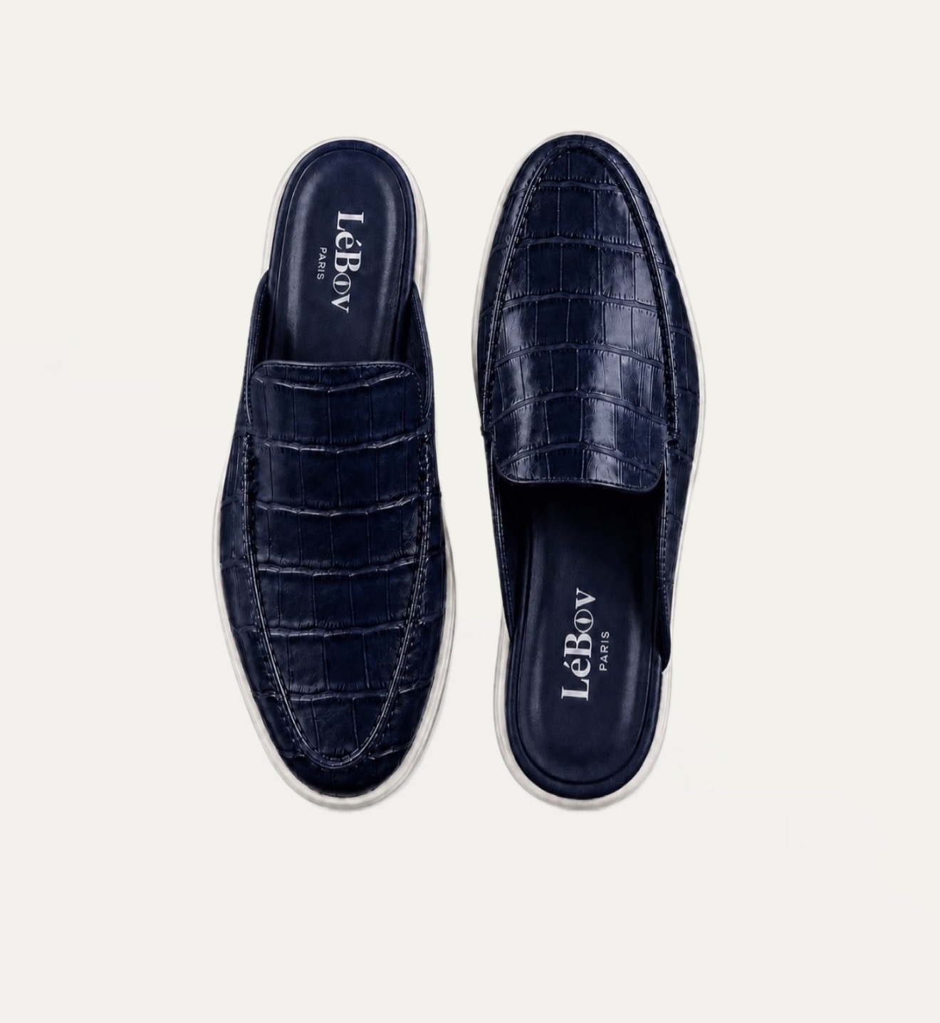 Crocodile Navy Mules