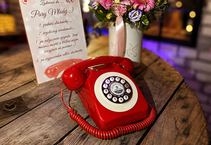 Telefon życzeń audio w stylu retro ze słuchawką