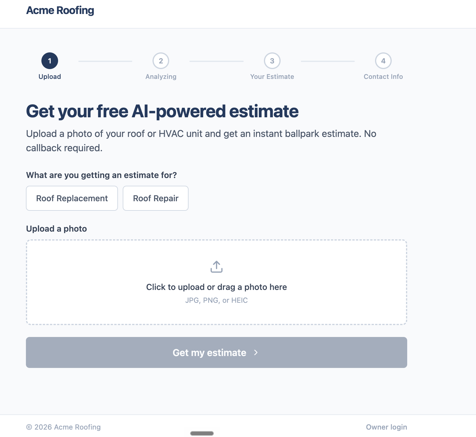 Roofing/HVAC template preview