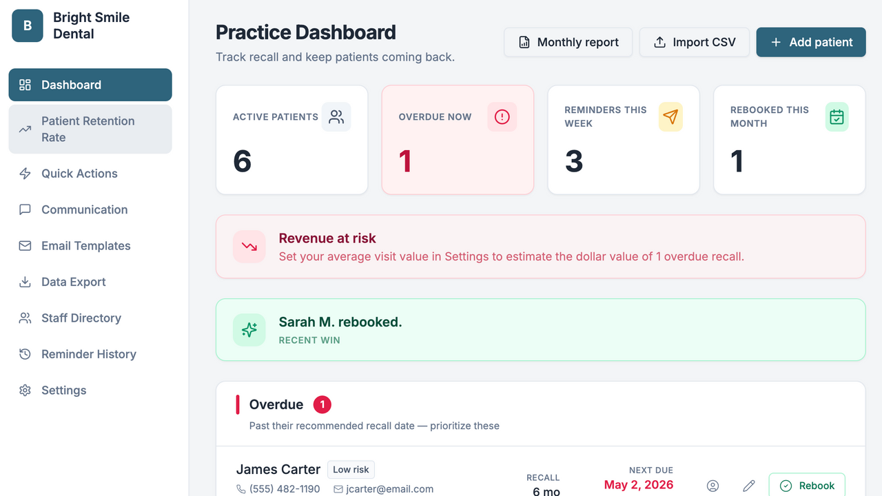 Dental Reminder App template preview