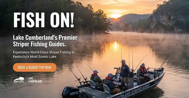 Homepage screenshot of the Lake Cumberland Striper Fishing website built by Bluegrass Web Works