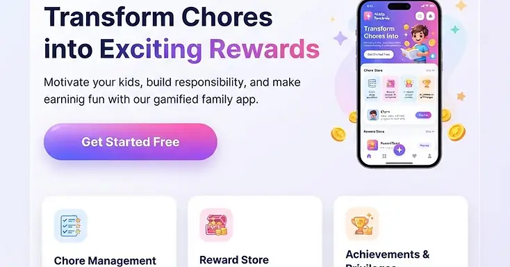 Homepage screenshot of the Kiddo Rewards website built by Bluegrass Web Works