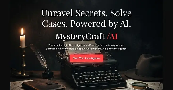 Homepage screenshot of the MysteryCraft /AI website built by Bluegrass Web Works