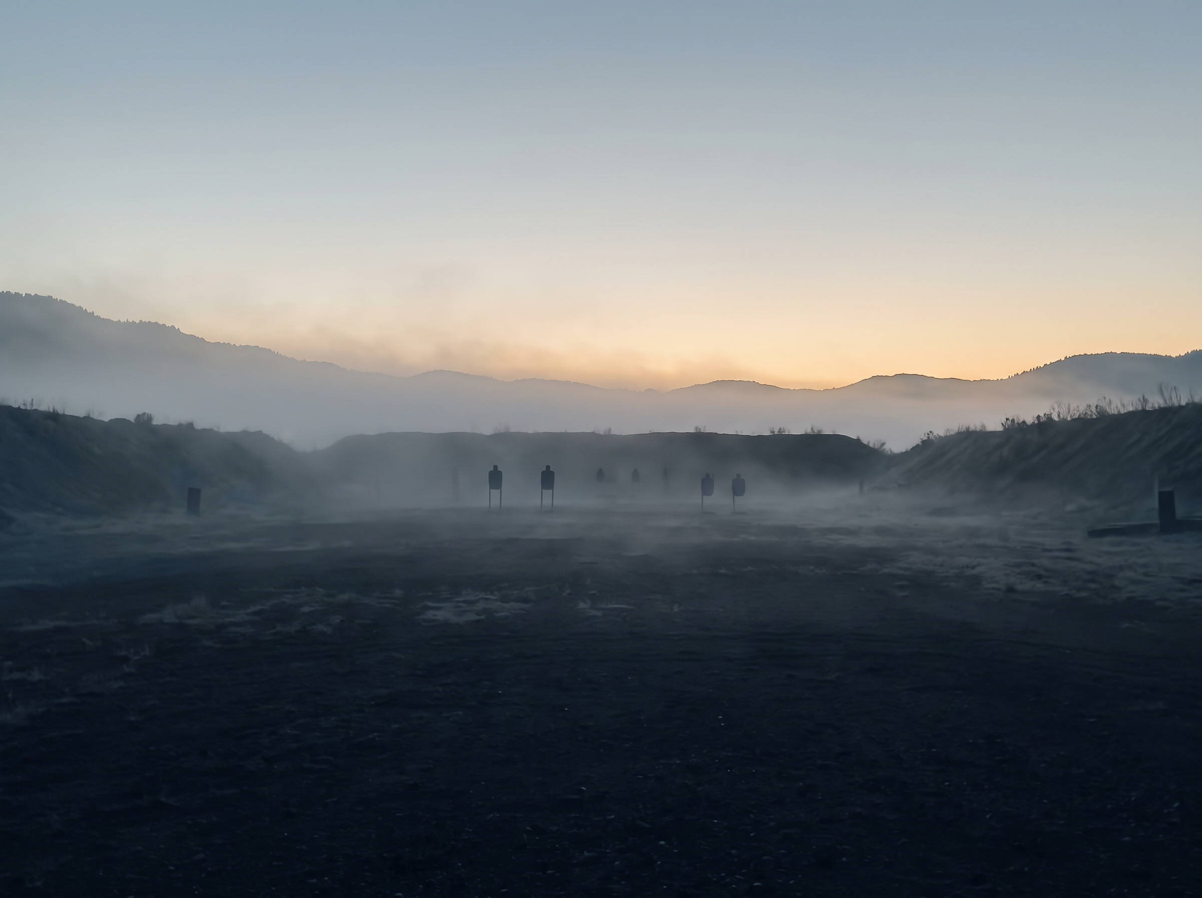 Outdoor shooting range at dawn