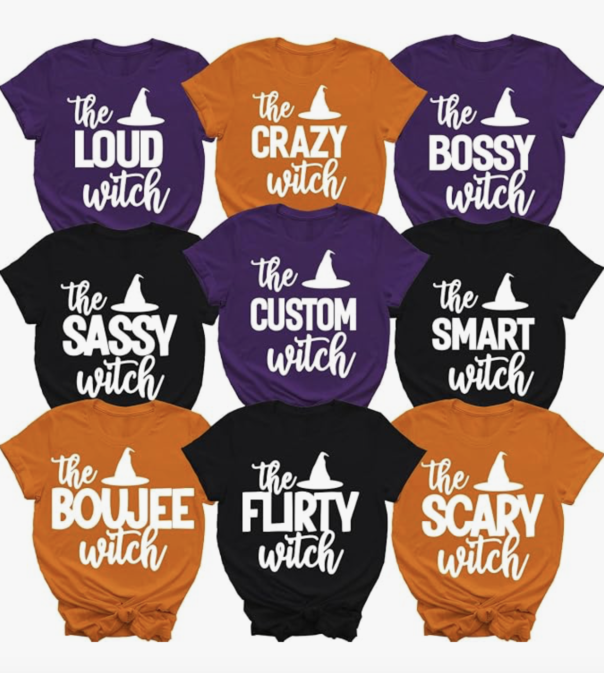 Colorful group Halloween witch shirts