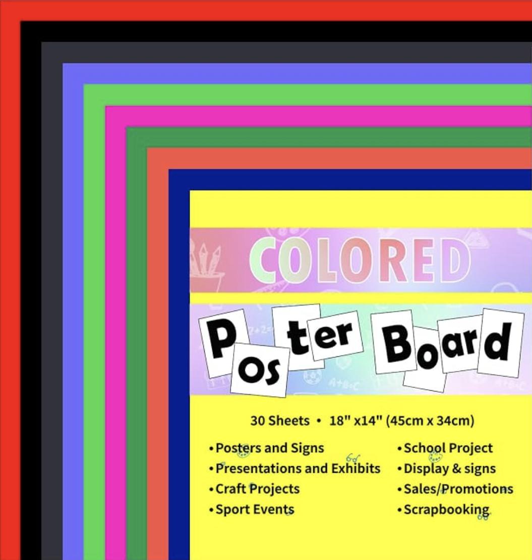 30-pack of colored poster boards