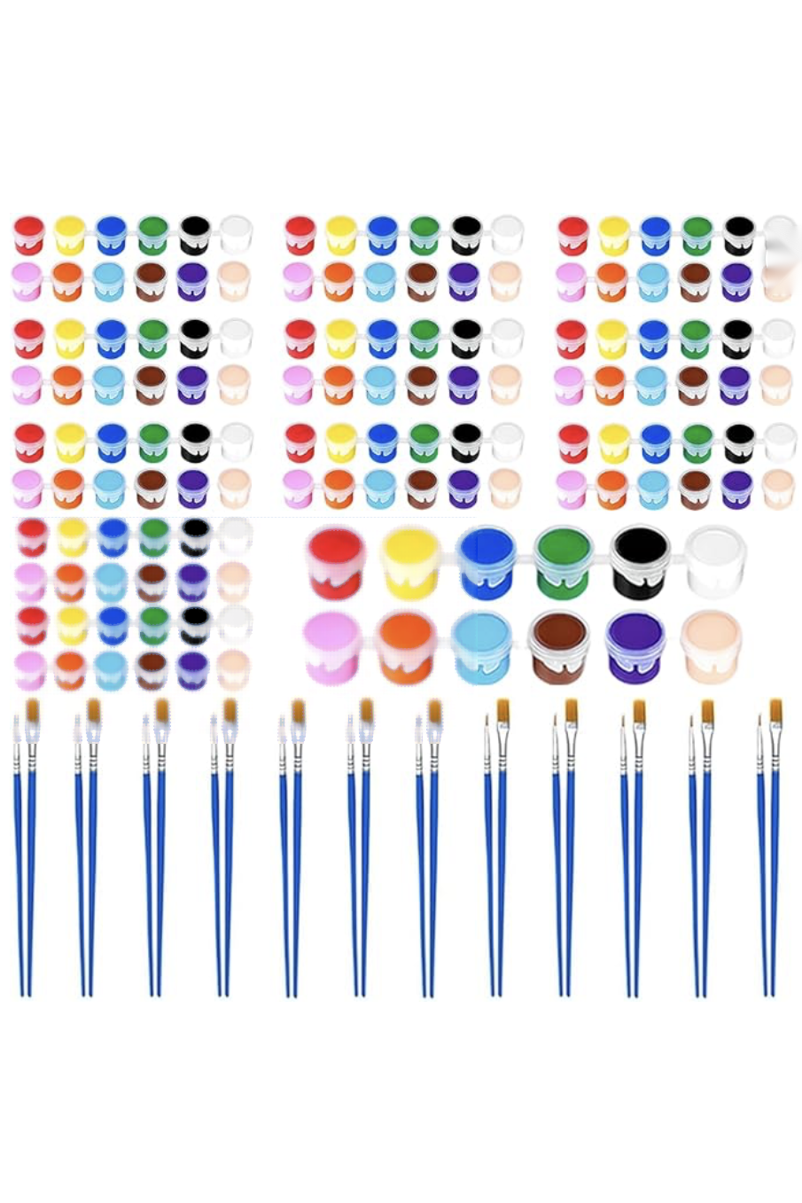 Washable craft paint set with brushes