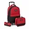 3PCS Gamer Boys Rolling Backpack with Lunch Box & Pencil Pouch (Red Blck)