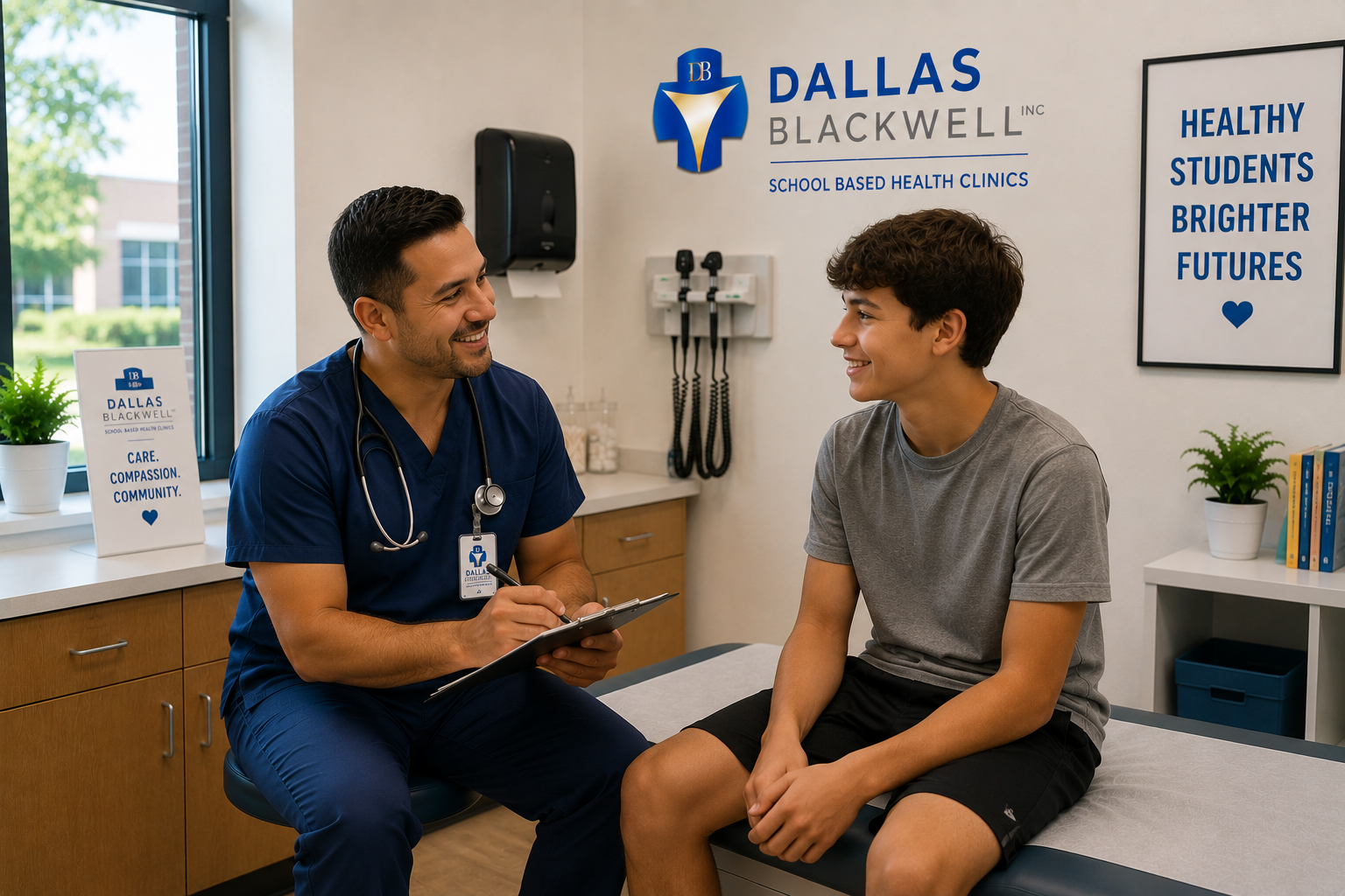A healthcare provider with a student