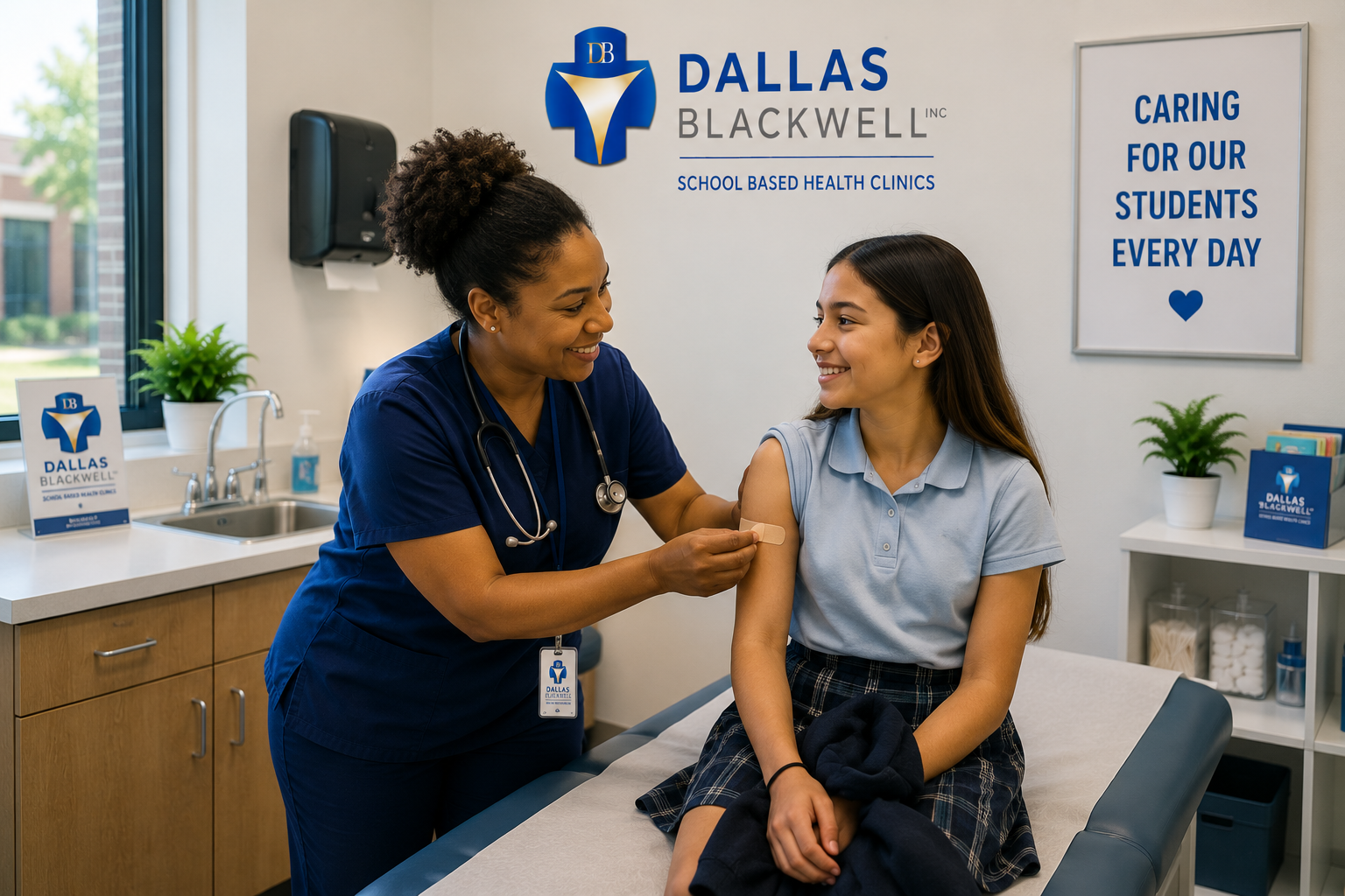 A school nurse caring for a student