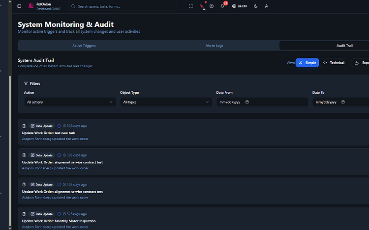 RelOnion System Monitoring & Audit Trail