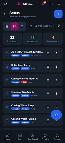 RelOnion — mobile asset dashboard