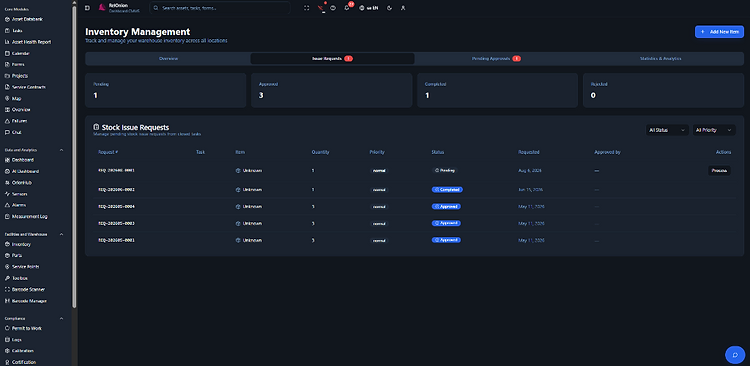 Stock issue requests queue