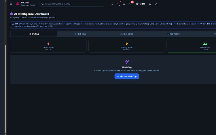RelOnion AI Intelligence Dashboard overview