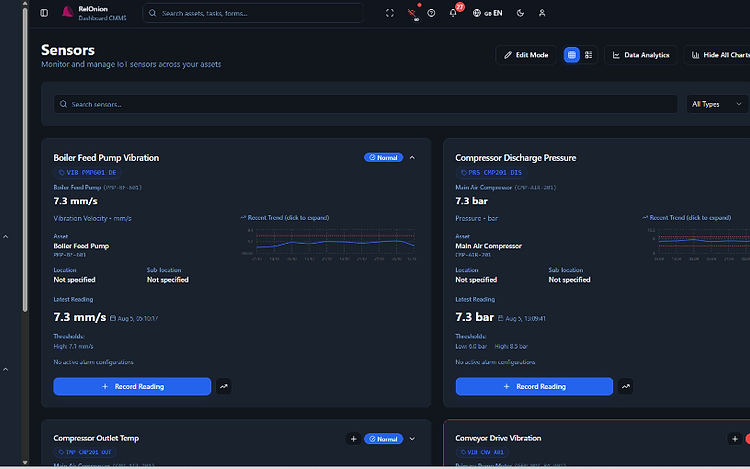 Sensor trend modal