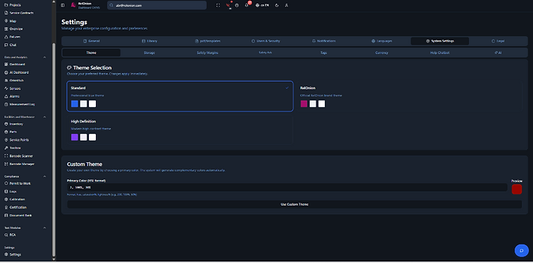Theme settings