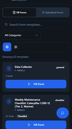 RelOnion CMMS mobile app — browse and fill digital maintenance inspection forms and checklists from the field
