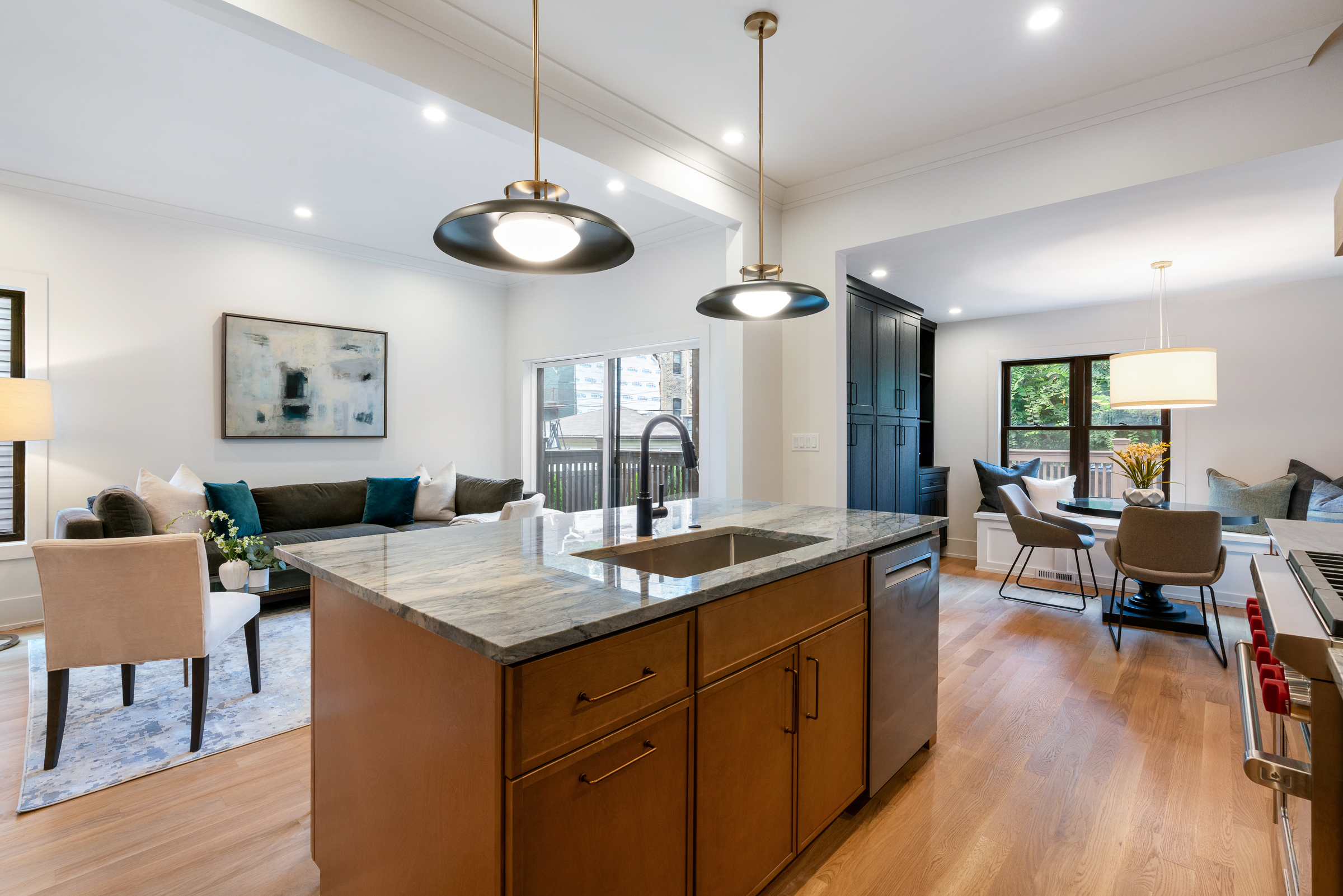 Mid-morning at the marble-topped kitchen island