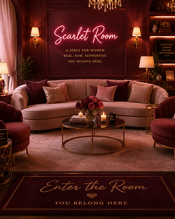 The Scarlet Room — a warm, moody lounge for women