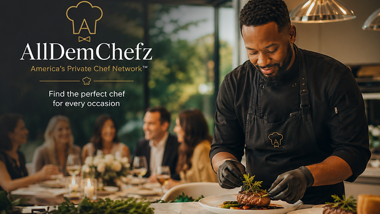 All Dem Chefz — independent chef plating a dish at a private dinner
