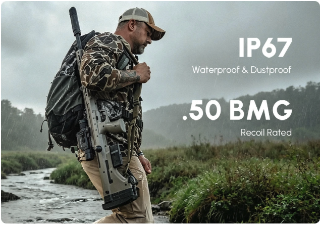 DNT ThermNight 4K scope — IP67 waterproof & dustproof, .50 BMG recoil rated