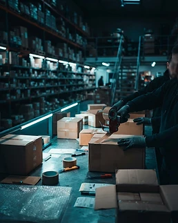 Illuminated warehouse packing station