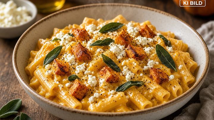 AUDIXO ONE Food Tester: Cremige Kürbis-Pasta mit Feta
