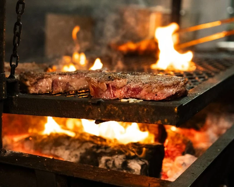 Flame-seared cut on the asador at Barbon Asadero