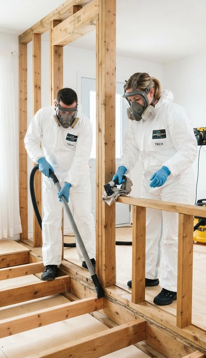 Professional biohazard technicians in sterile PPE