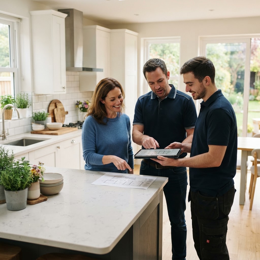 Guardian team meeting with homeowner