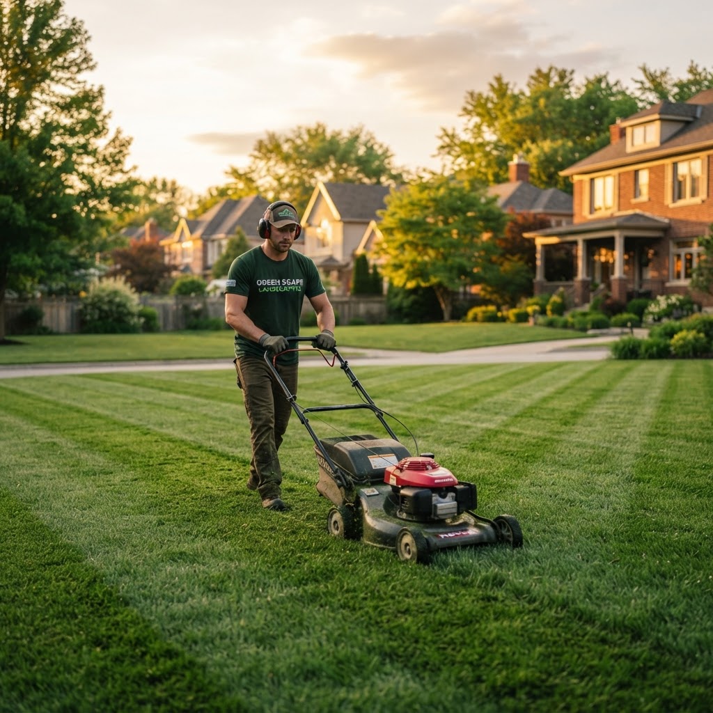 Turf Star Lawn Care mowing a lush green lawn