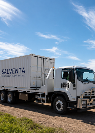 Salventa containerised water treatment plant delivered by truck to a coastal site
