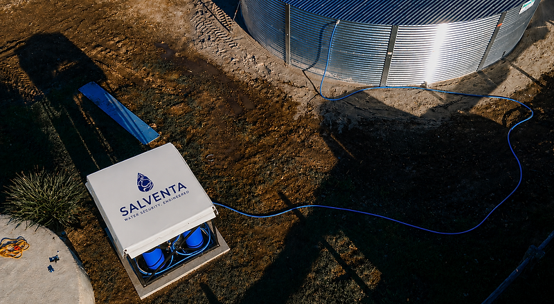 Salventa trailer unit deployed on site, connected to on-site tankage