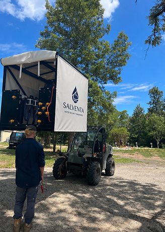 Salventa treatment unit being positioned for deployment on site