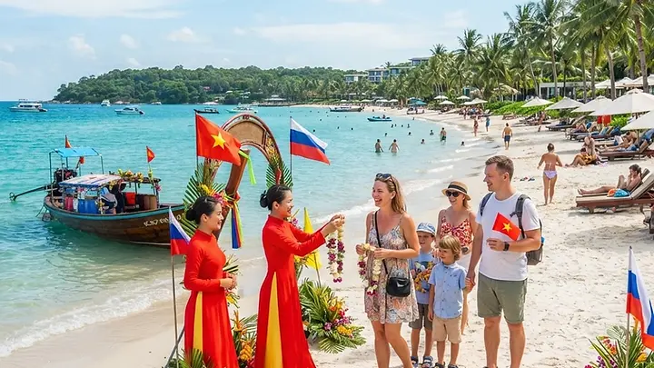 Đón đoàn du khách Nga mở đầu mùa du lịch đông 2026-2027 tại Phú Quốc