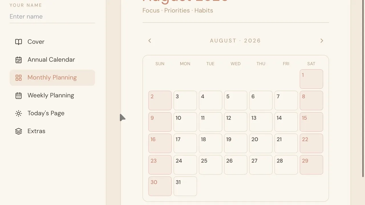 Time management template preview