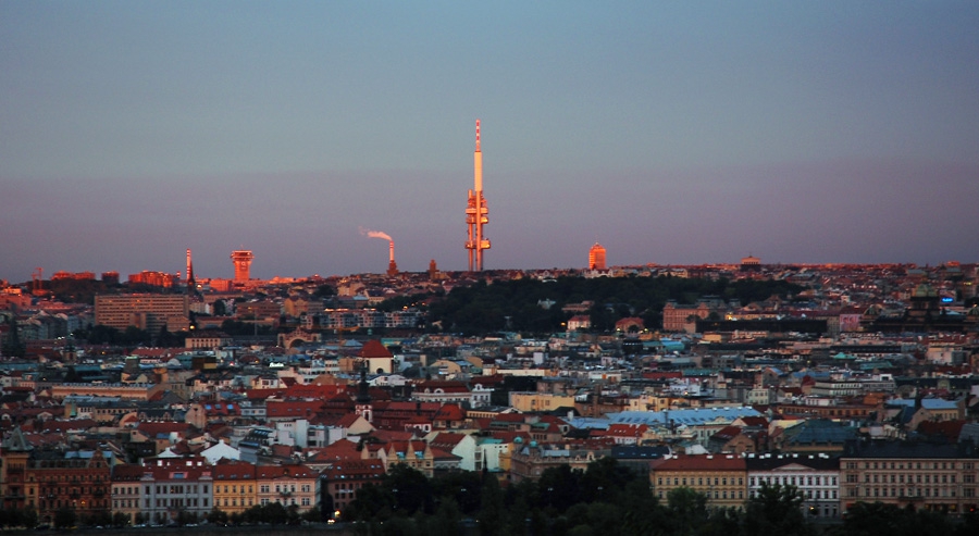 Terasa pohled – Praha při západu slunce