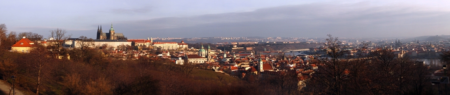 Panorama Prahy při západu slunce