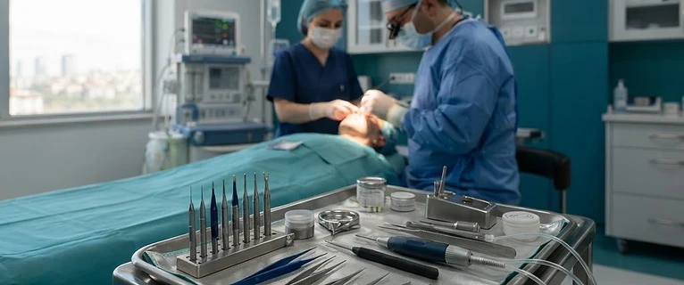 מכשור רפואי סטרילי ומתקדם במרפאת השתלת שיער מקצועית בטורקיה