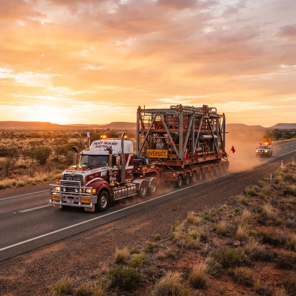 Heavy haulage oversize load transport on Brisbane Queensland highway