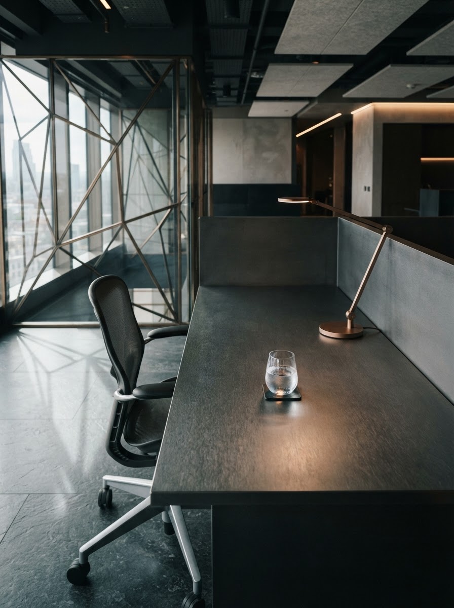 Minimal brushed metal hotdesk