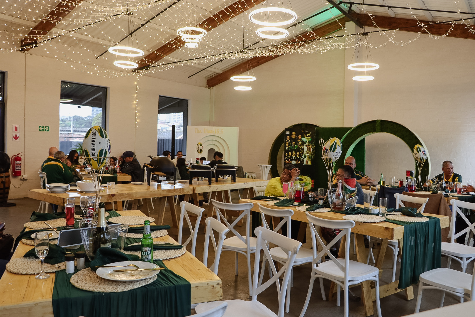 Rugby themed dining setup