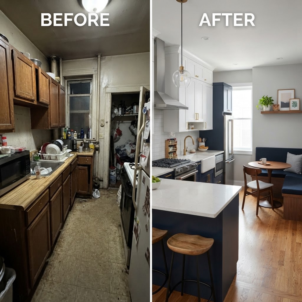 Stunning before and after kitchen makeover.
